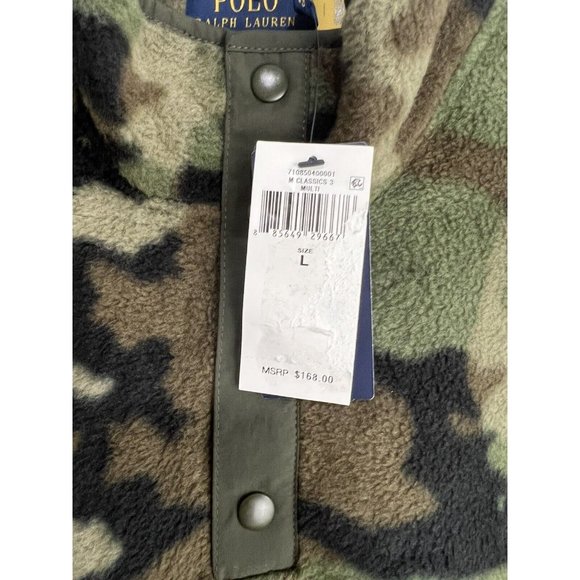 Polo Ralph Lauren Fleece Snap Pullover Green Camo NWT Large - Picture 4 of 8